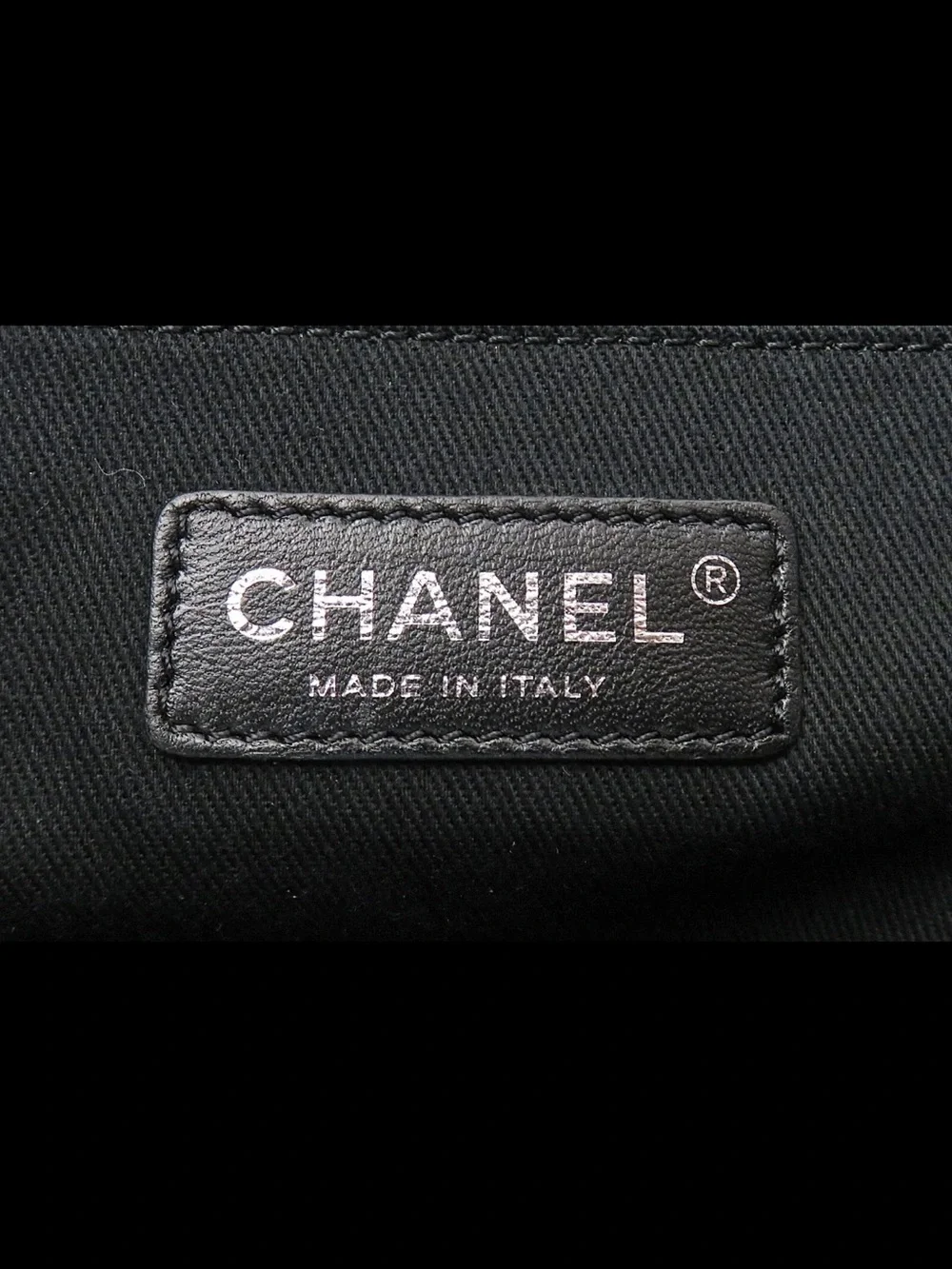 CHANEL Gray Canvas Tote with Chain-Interlaced Leather Straps